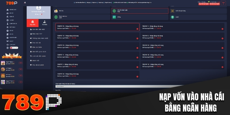 Nạp vốn vào nhà cái bằng ngân hàng 